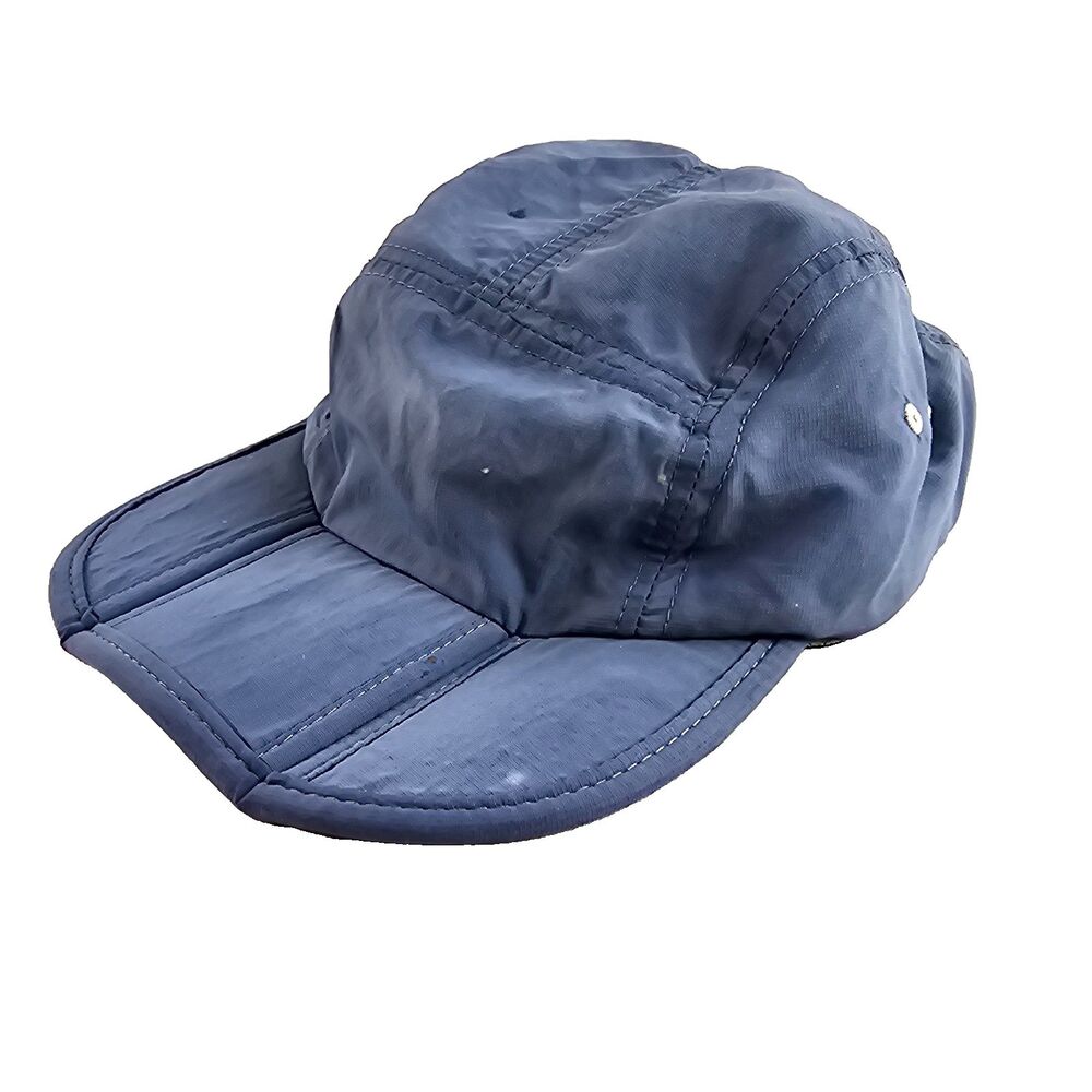 FitKicks Hat Blue Nylon 5 Panel Packable Running Hiking Outdoor Adjustable Cap